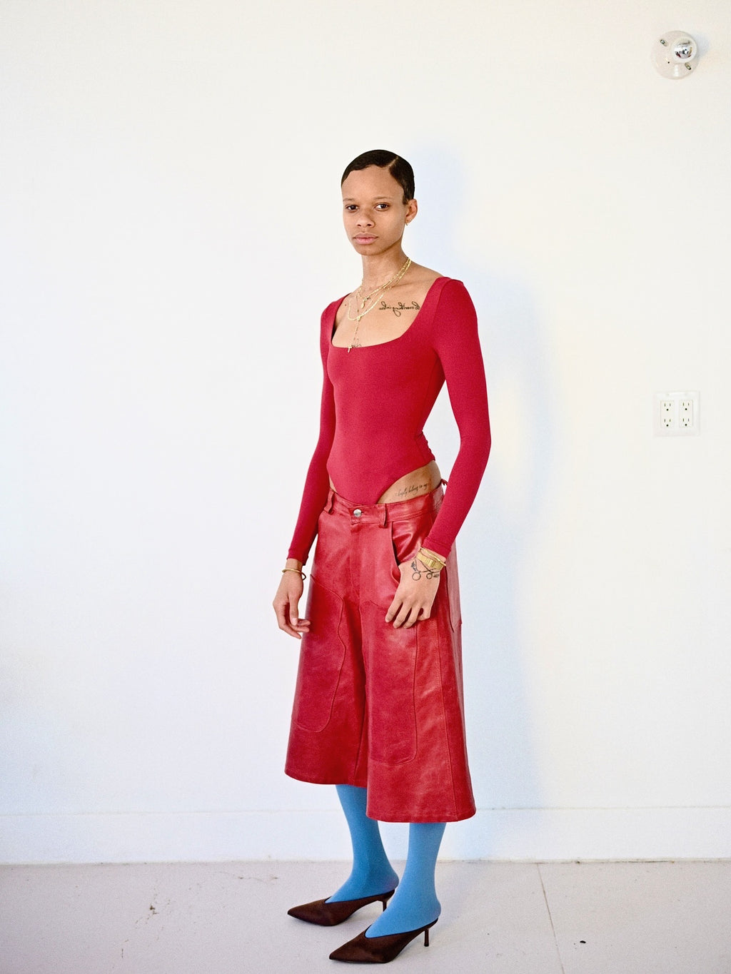 Leather Long Short